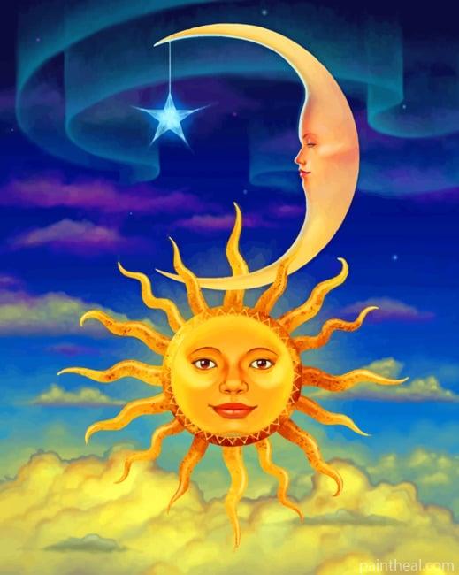 Sun And Moon Art Painting By Numbers Kits