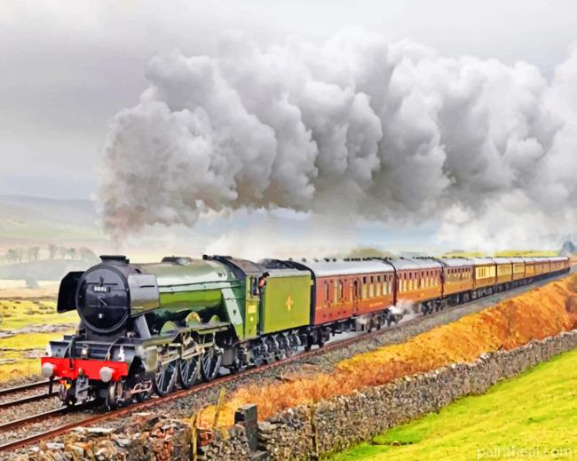 Flying Scotsman Steam Train Painting By Numbers Kits