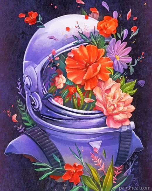 Astronaut With Flowers Painting By Numbers Kits