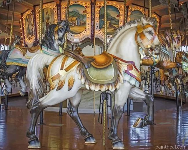 White Carousel Painting By Numbers Kits