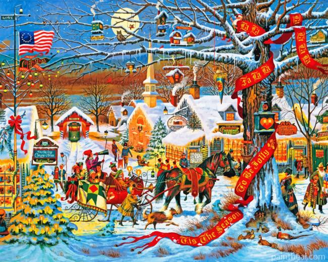 Christmas Small Town Painting By Numbers Kits
