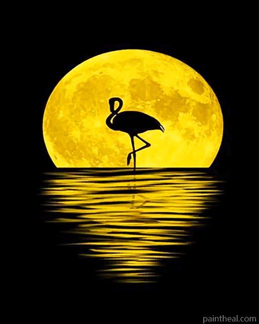 Flamingo Silhouette Moon Painting By Numbers Kits