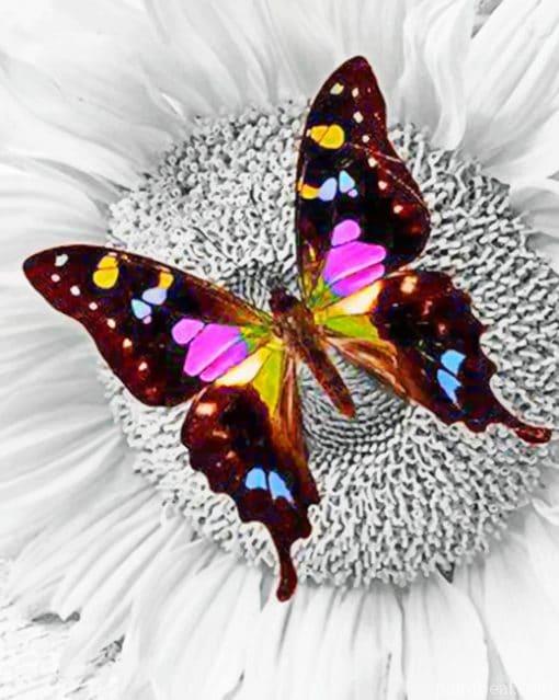 Purple Butterfly On Sunflower Painting By Numbers Kits