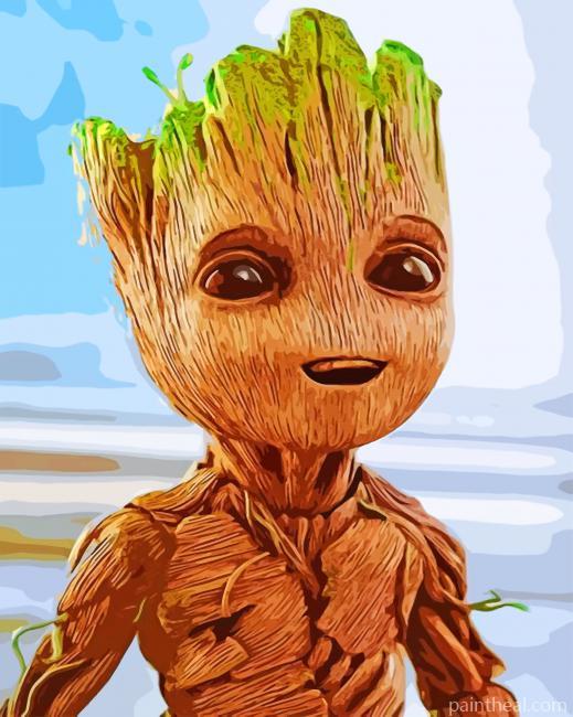 Baby Groot Illustration Painting By Numbers Kits