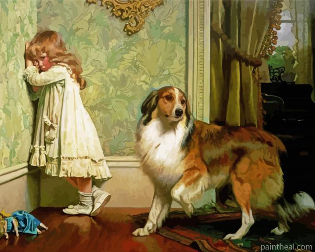 Girl and Dog Special Pleader Painting By Numbers Kits