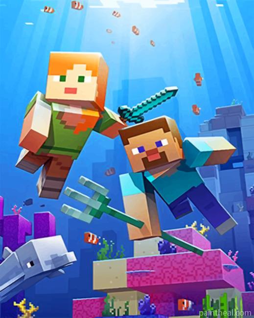 Aquatic Minecraft Painting By Numbers Kits
