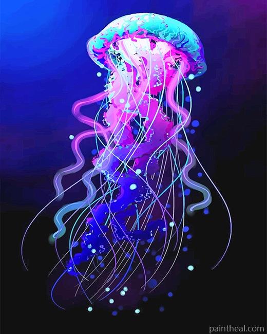 Blue And Purple Jellyfish Painting By Numbers Kits