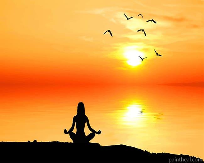 Meditation Silhouette Painting By Numbers Kits