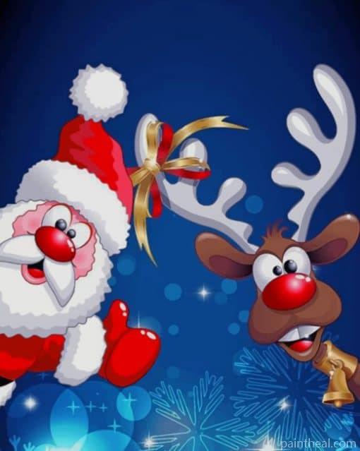 Santa Claus And Reindeer – 5D Diamond Painting Painting By Numbers Kits