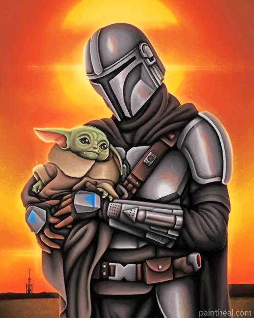 Baby Yoda And The Mandalorian Painting By Numbers Kits