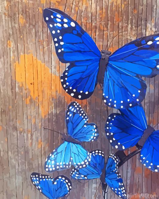 Blue Monarch Butterfly Painting By Numbers Kits