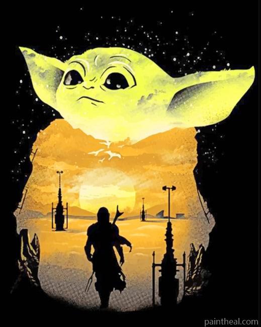 Baby Yoda Illustration Painting By Numbers Kits