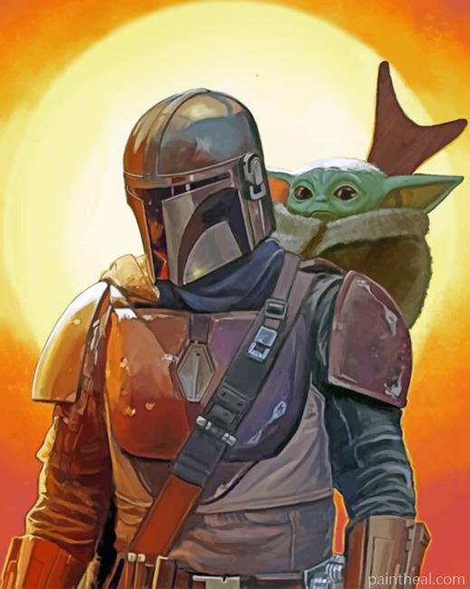 The Mandalorian And Baby Yoda Painting By Numbers Kits