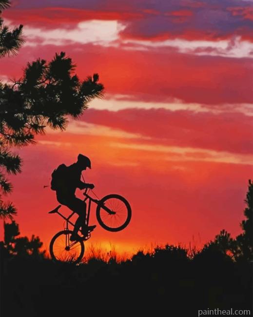 Mountain Bike Silhouette Painting By Numbers Kits