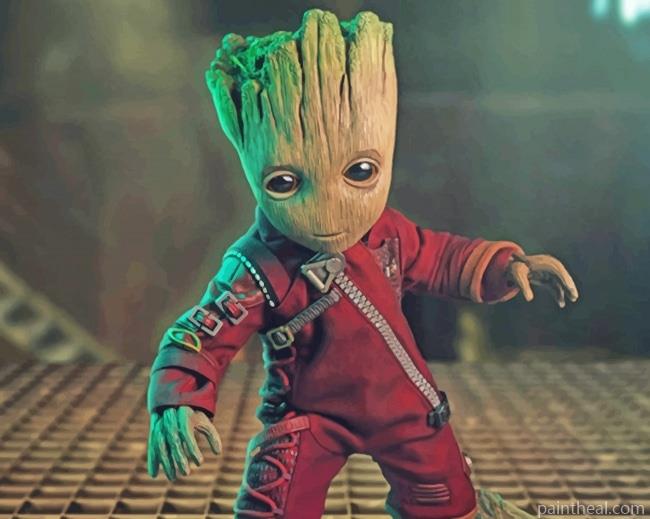 Baby Groot Scared Painting By Numbers Kits