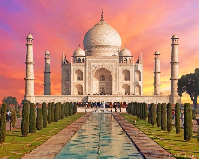 Sunrise Taj Mahal Agra Painting By Numbers Kits