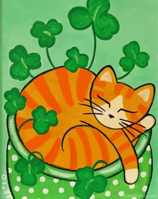 Cat And Shamrock Painting By Numbers Kits