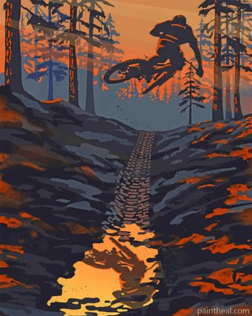 Mountain Bike Illustration Painting By Numbers Kits