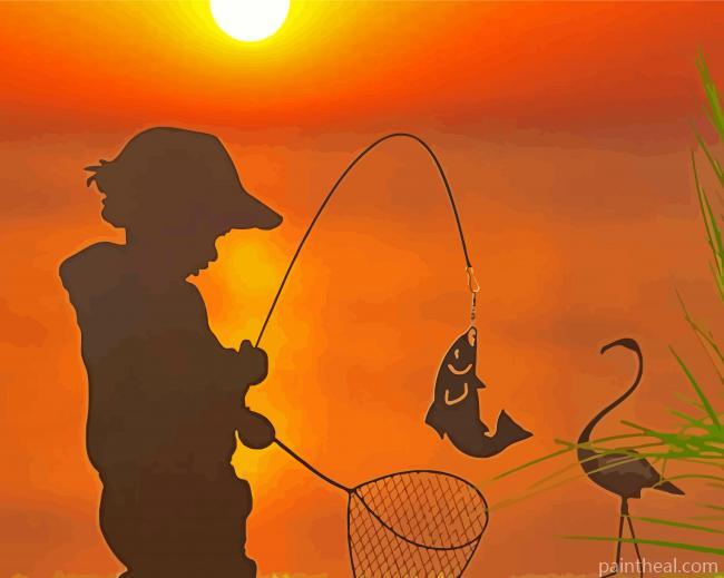 Boy Fishing Painting By Numbers Kits