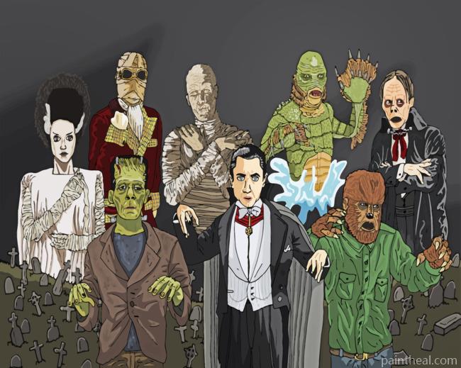 Universal Monsters Illustration Painting By Numbers Kits