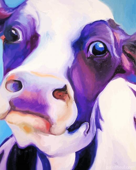 Aesthetic Purple Cow Painting By Numbers Kits