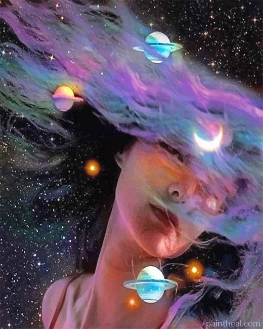 Galaxy Space Girl Painting By Numbers Kits