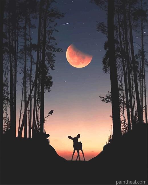 Forest Deer Silhouette Painting By Numbers Kits