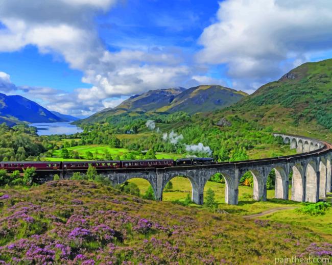 Aesthetic Glenfinnan Viaduct Scotland Painting By Numbers Kits