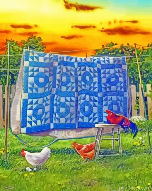 Blue Quilt Painting By Numbers Kits