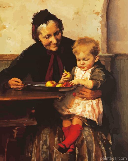 Grandmother And Granddaughter Painting By Numbers Kits