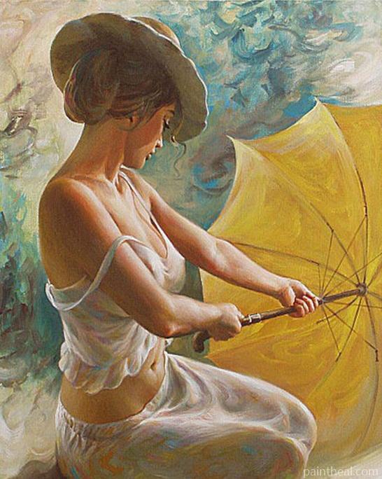 Umbrella Woman Painting By Numbers Kits