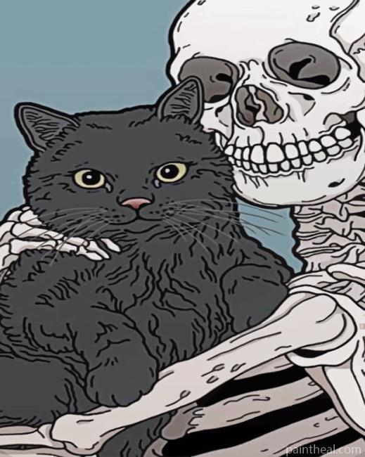 Cat And Skeleton Painting By Numbers Kits