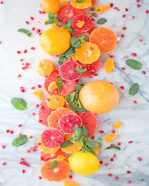 Citrus Pomegranate Salad Painting By Numbers Kits