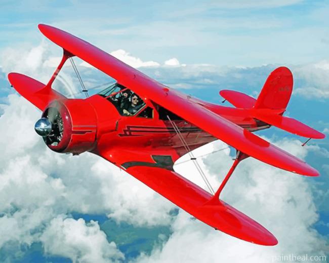 Red Airplane Painting By Numbers Kits