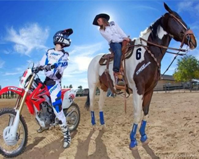 Cowgirl And Dirt Biker Painting By Numbers Kits