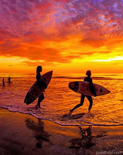 Silhouette Surfing Time Painting By Numbers Kits