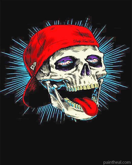 Cool Skull With Tongue Out Painting By Numbers Kits