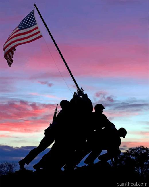 Iwo Jima Memorial Silhouette Painting By Numbers Kits