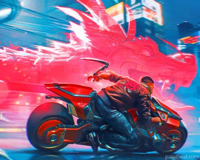 Cyberpunk Motorcycle Art Painting By Numbers Kits