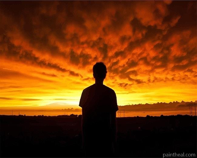 Sunset Man Silhouette Painting By Numbers Kits