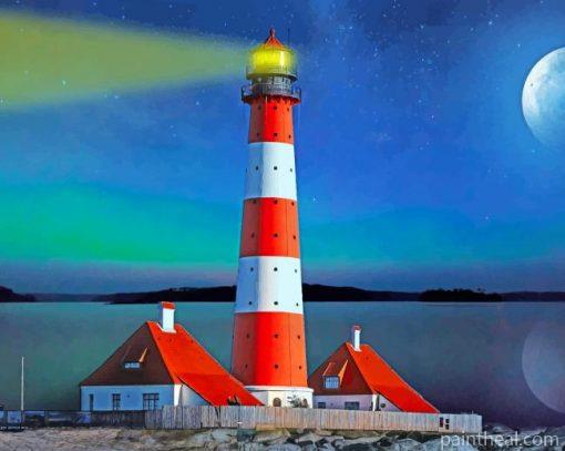 Lighthouse In Wadden Sea National Park Germany – 5D Diamond Painting Painting By Numbers Kits