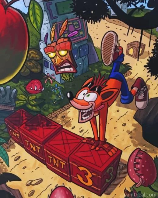 Crash Bandicoot Enjoying His Time Painting By Numbers Kits