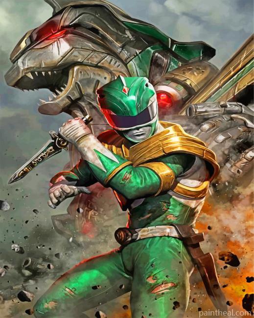 Green Power Ranger Illustration Painting By Numbers Kits