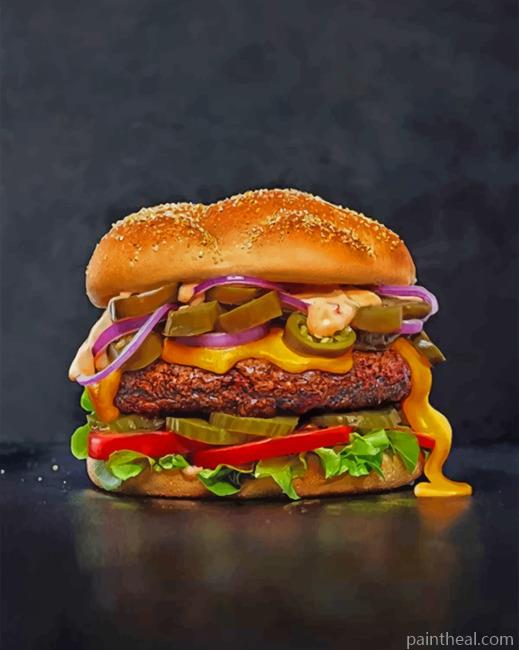 Tasty Hamburger Painting By Numbers Kits
