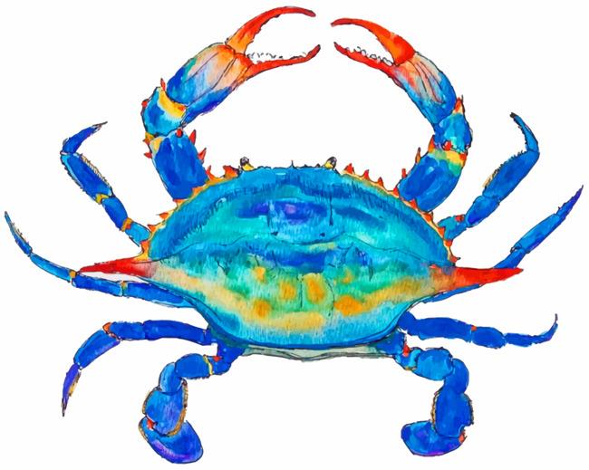 Aesthetic Blue Crab Painting By Numbers Kits