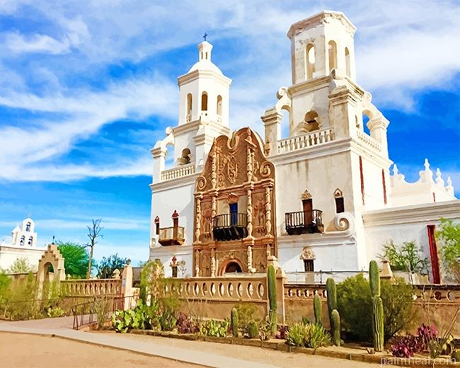 San Xavier Del Bac Mission Painting By Numbers Kits