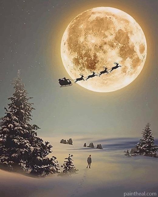 Santa Claus Christmas Silhouette Painting By Numbers Kits