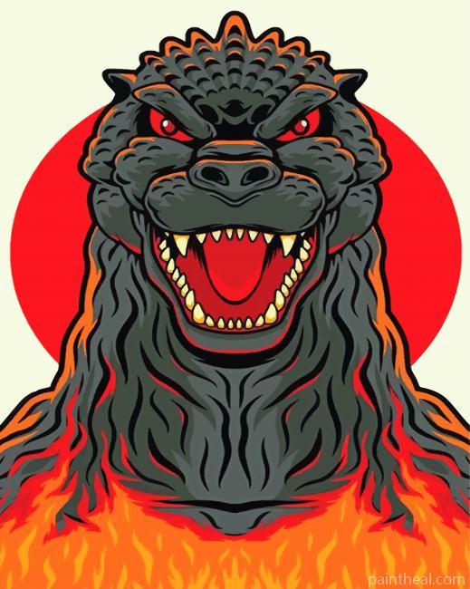 Godzilla Illustration Painting By Numbers Kits