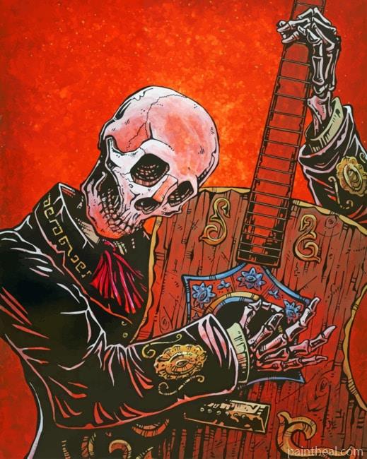 Mexican Guitarist Skeleton Painting By Numbers Kits