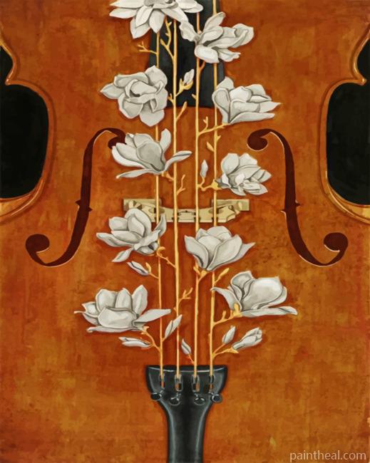 Floral Violin Painting By Numbers Kits